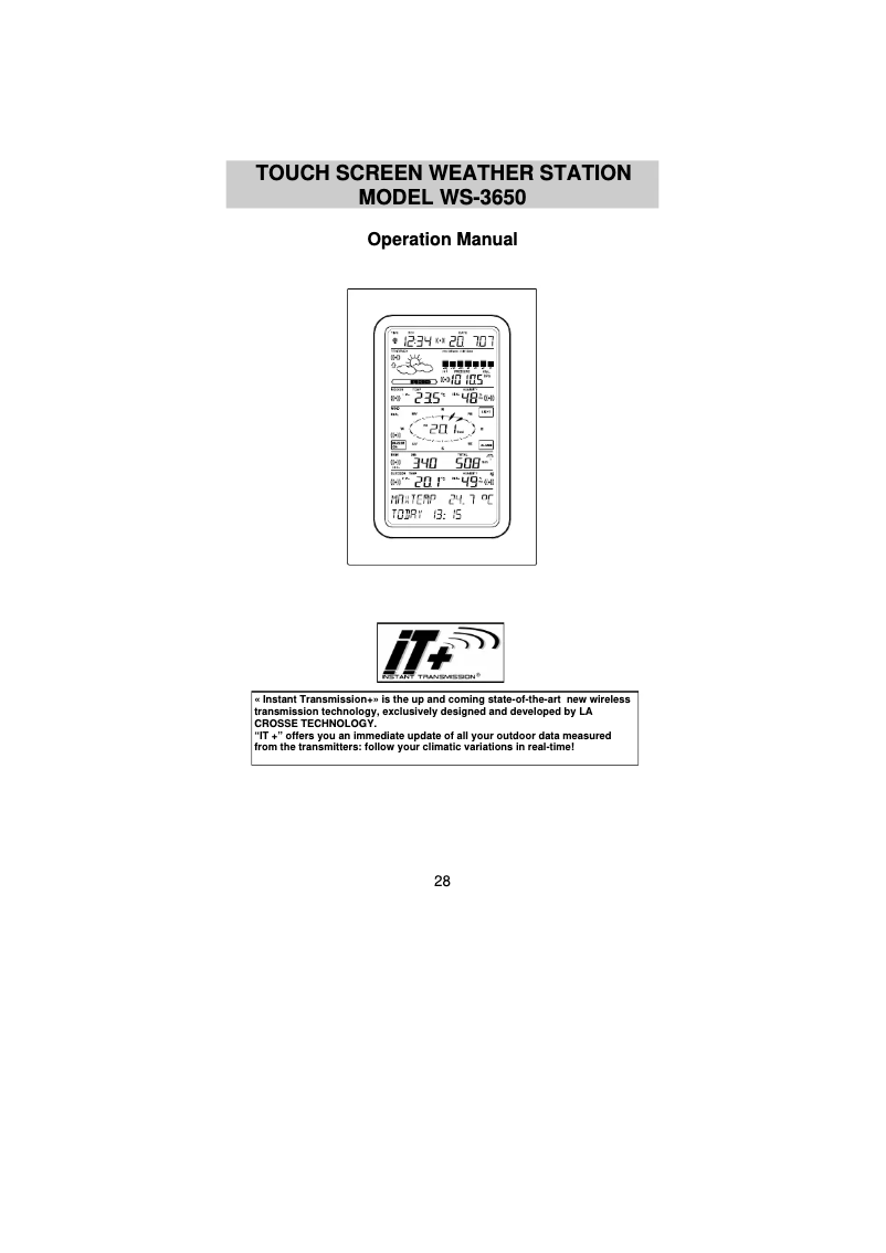 Page 1 de la notice Manuel utilisateur La Crosse Technology WS9251 IT plus