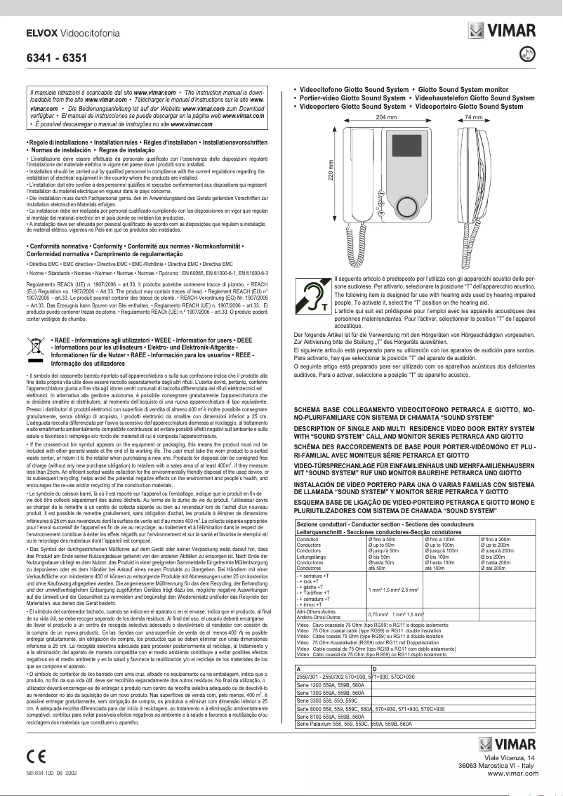 Page 1 de la notice Instructions / montage Vimar ELVOX 6351
