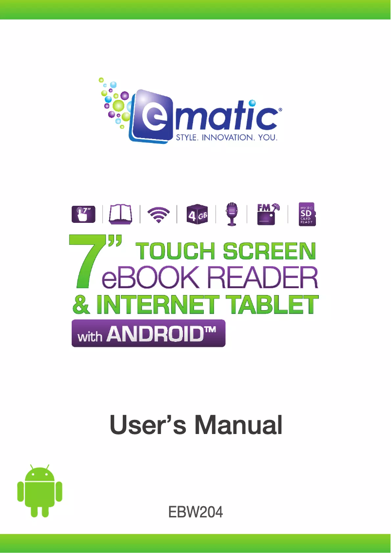 Page 1 of the manual User Manual Ematic EBW204