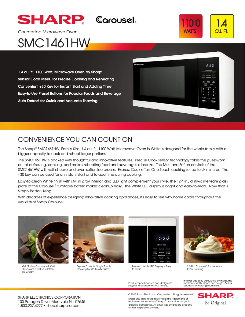 Page 1 de la notice Fiche technique Sharp SMC1461HW