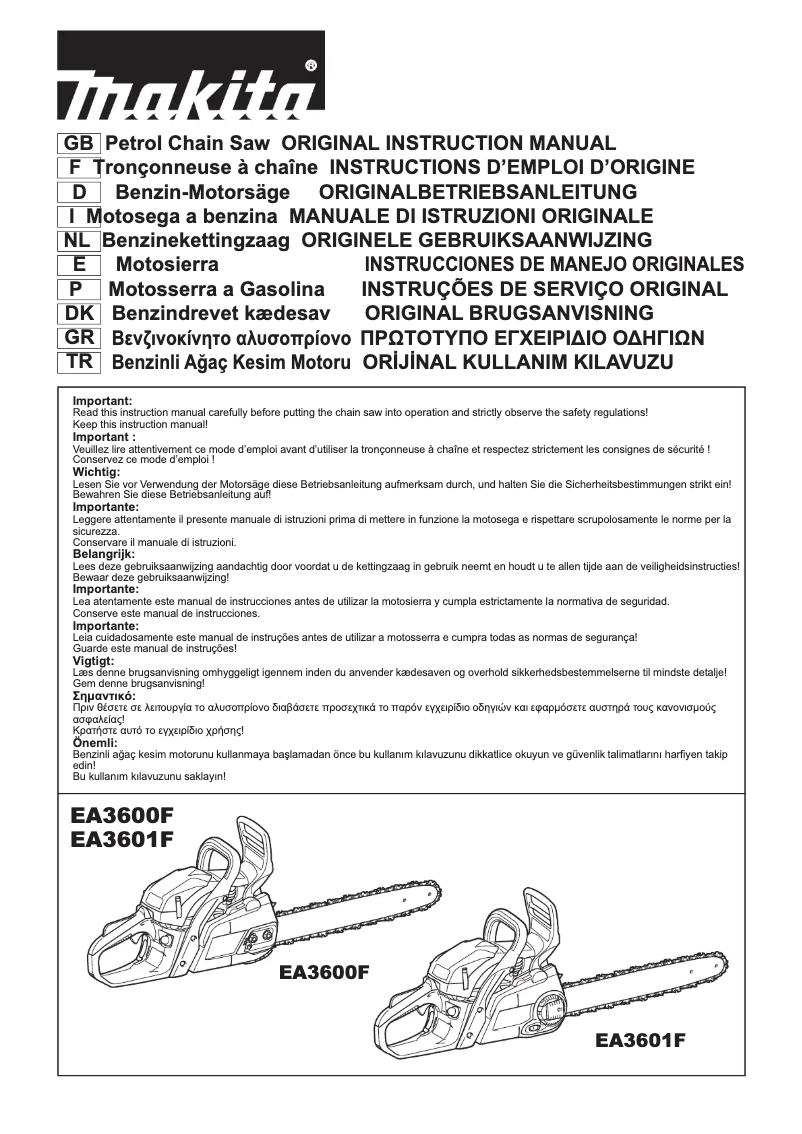 Page 1 de la notice Manuel utilisateur Makita EA3601F40B
