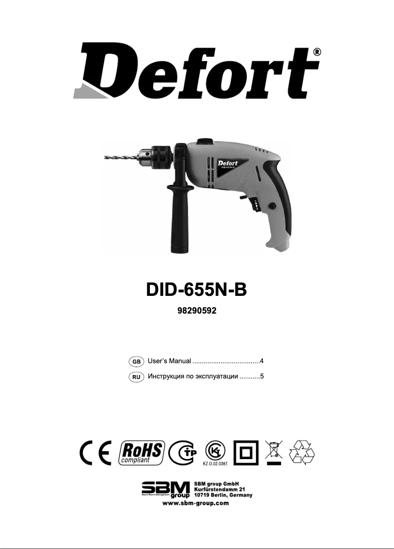 Page n°1 - Manuel utilisateur Defort DID-655N-B