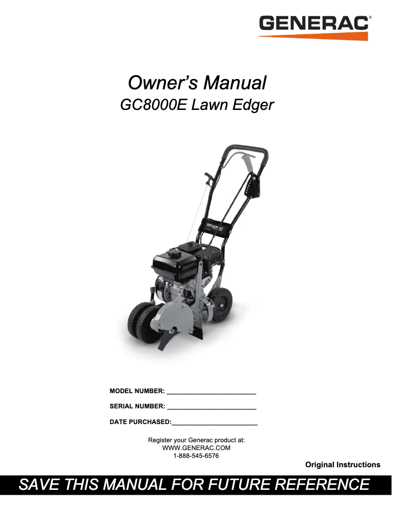 Page n°1 - Manuel utilisateur Generac GC8000E