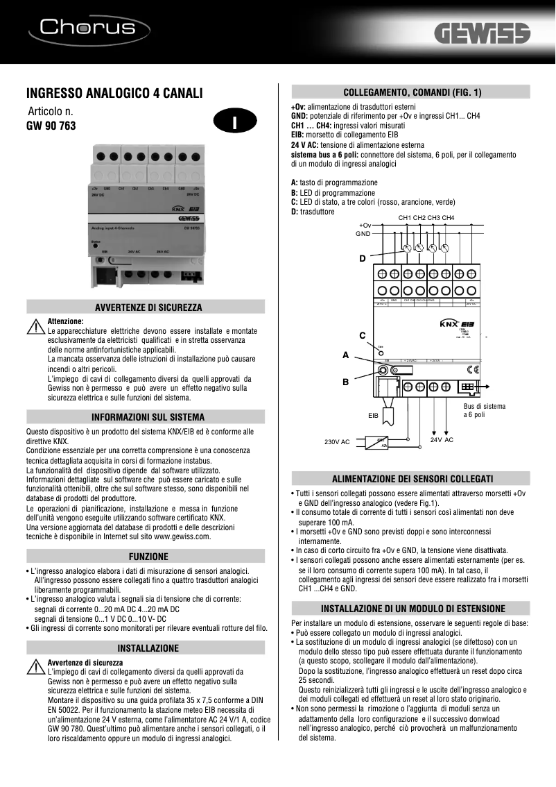 Página 1 del manual Manual de usuario Gewiss GW90763
