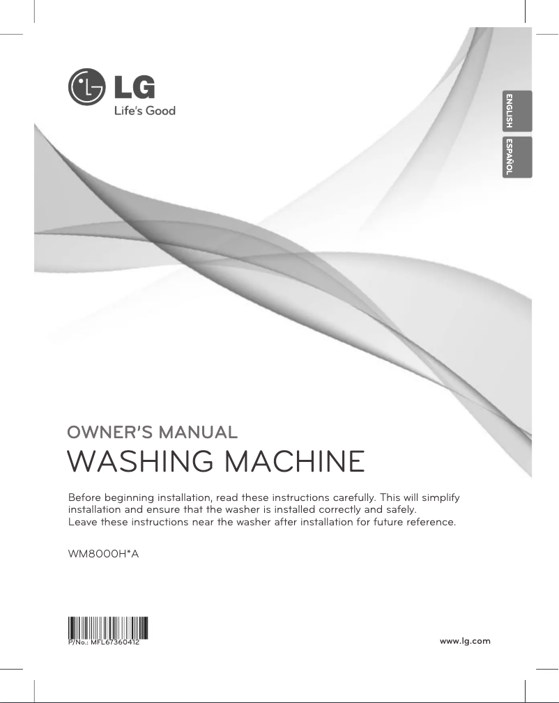 Page 1 de la notice Manuel d'utilisation et d'entretien LG TurboWash WM8000H