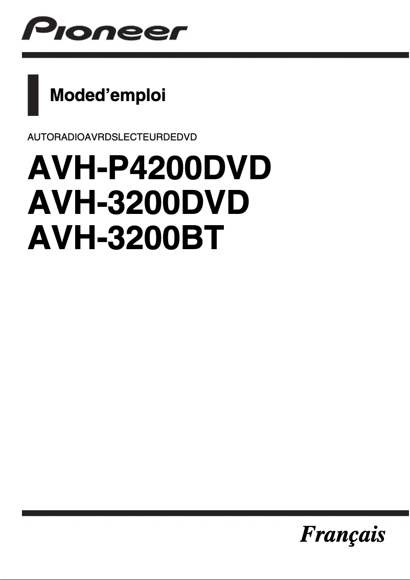 Page n°1 - Manuel utilisateur Pioneer AVH-3200BT