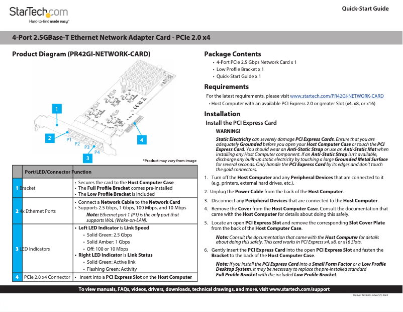 Page n°1 - Manuel utilisateur StarTech.com PR42GI-NETWORK-CARD