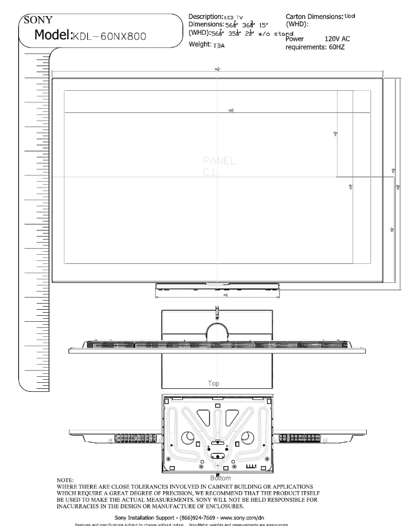 Página 1 del manual Guía de instalación Sony Bravia KDL-60NX800