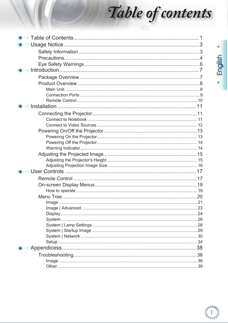 Page n°1 - Manuel utilisateur Optoma EH2060