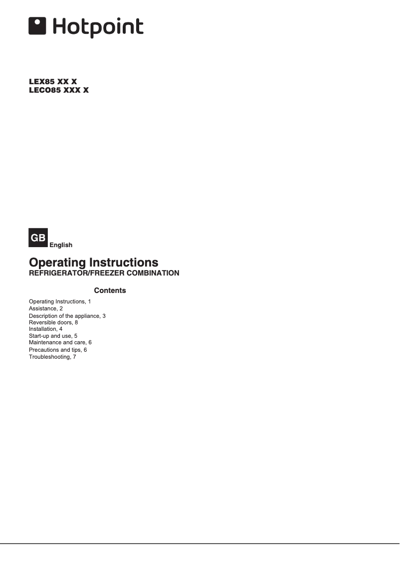 Image de la première page du manuel de l'appareil LEX85 N1 G