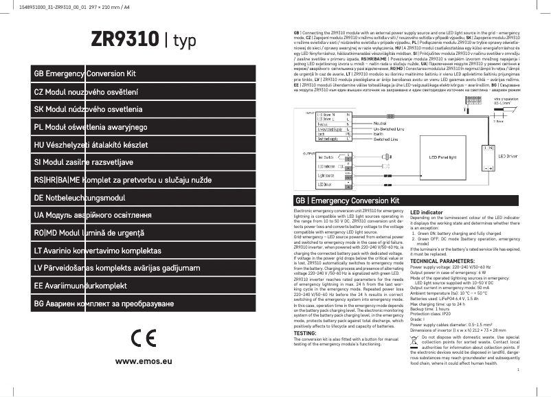 Page n°1 - Manuel utilisateur Emos ZR9310
