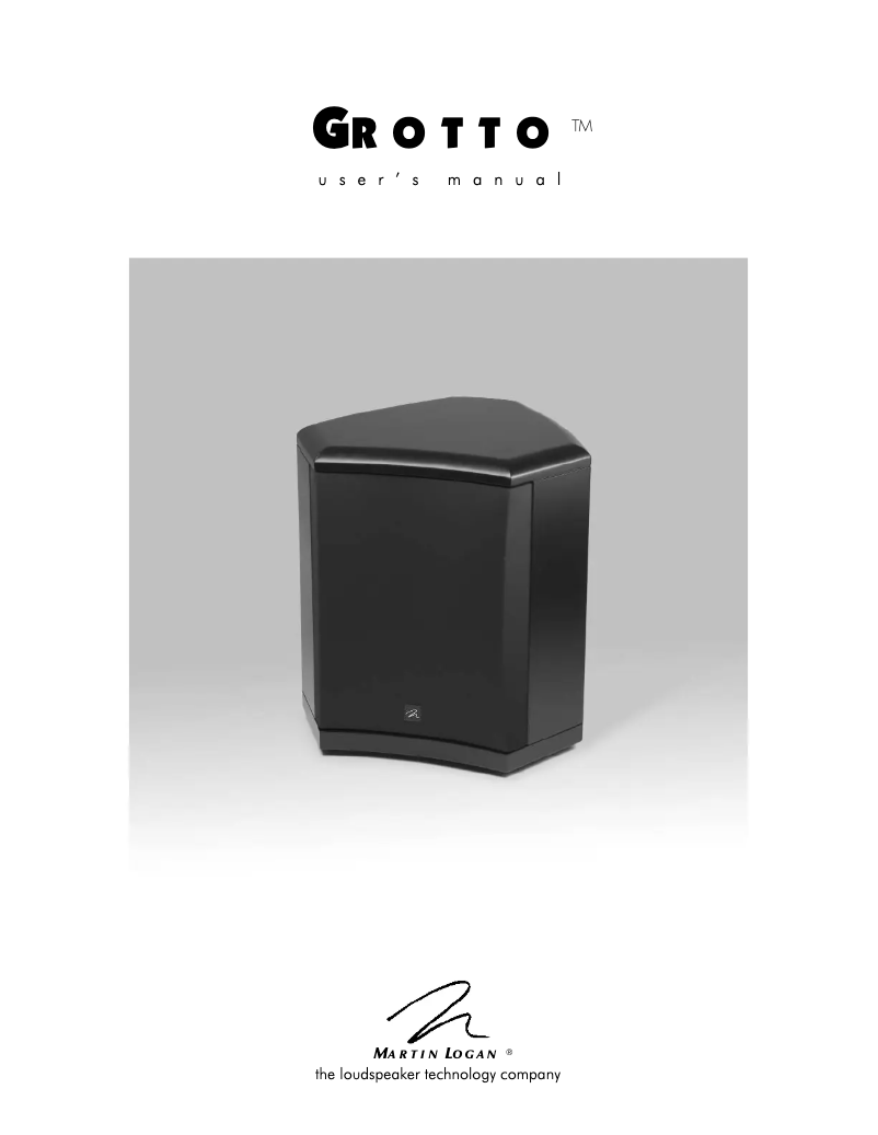 Page n°1 - Manuel utilisateur Martin Logan Grotto