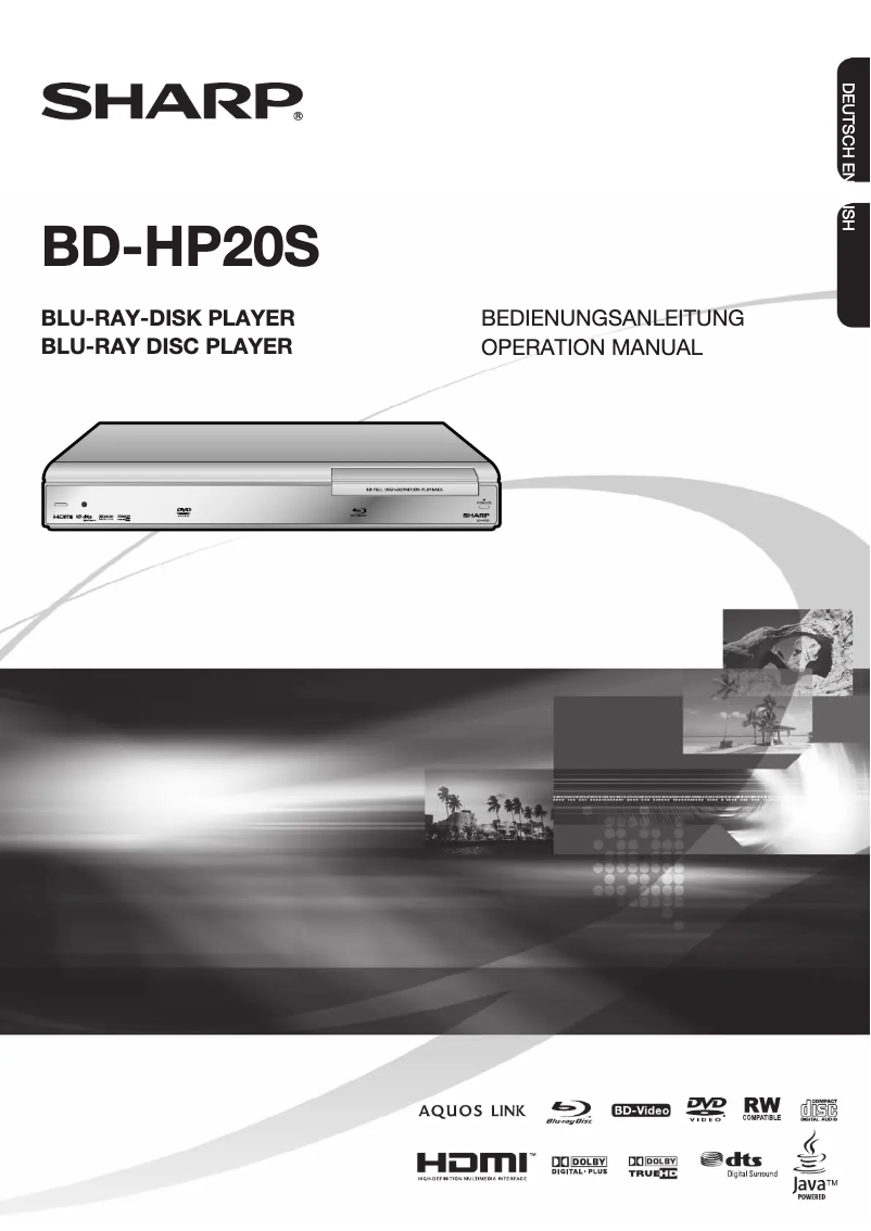 Page 1 de la notice Manuel utilisateur Sharp BD-HP20S