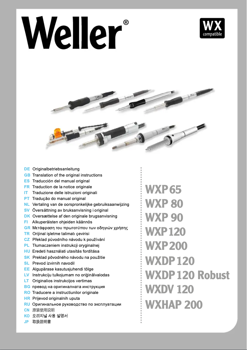 Page n°1 - Manuel utilisateur Weller WXP 200 Set