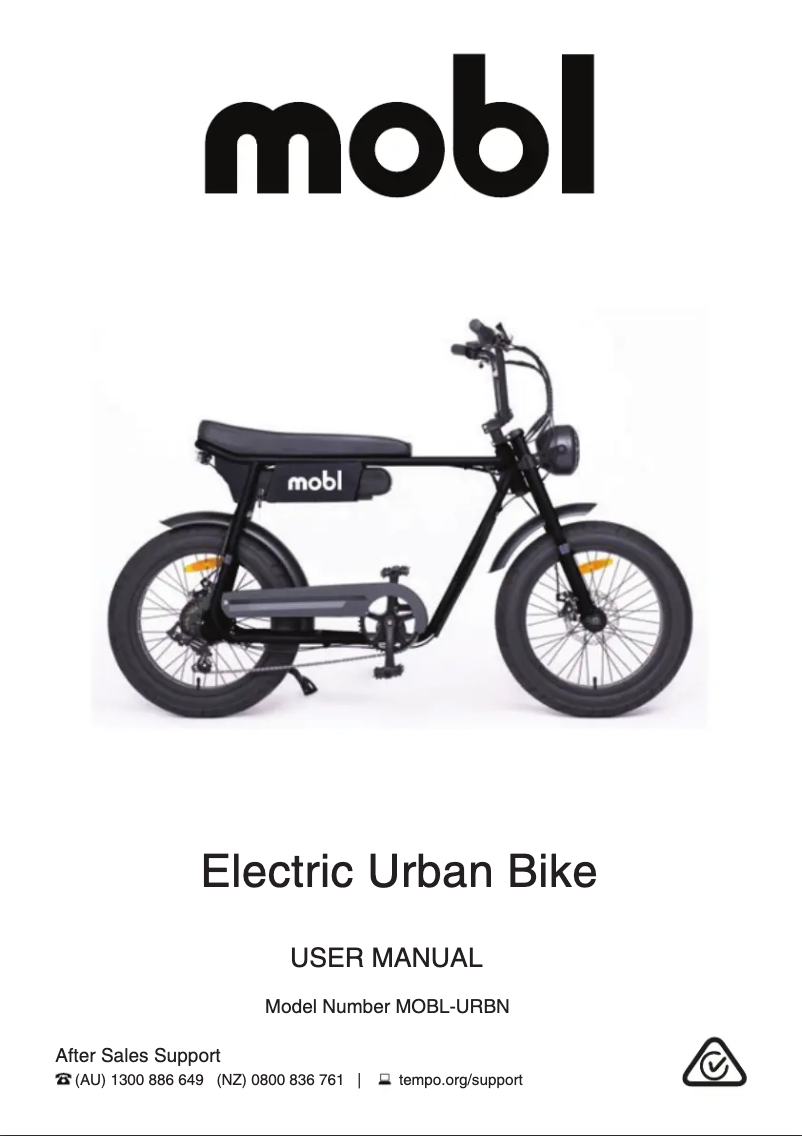 Page 1 de la notice Manuel utilisateur MOBL Electric Urban Bike