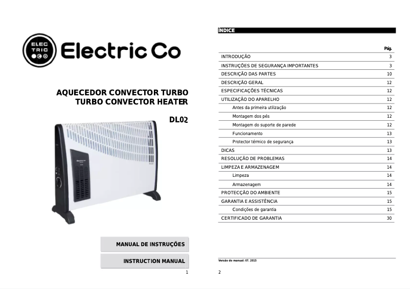 Page 1 de la notice Manuel utilisateur Electric Co DL02
