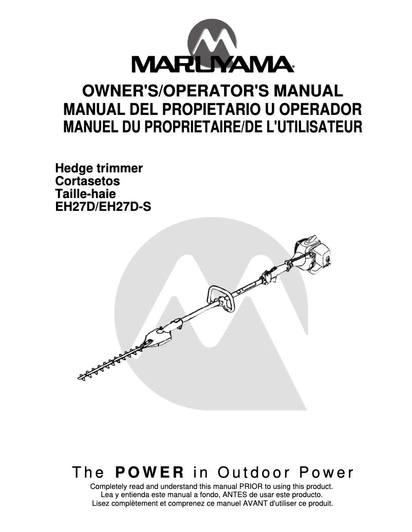 Page n°1 - Manuel utilisateur Maruyama EH27D