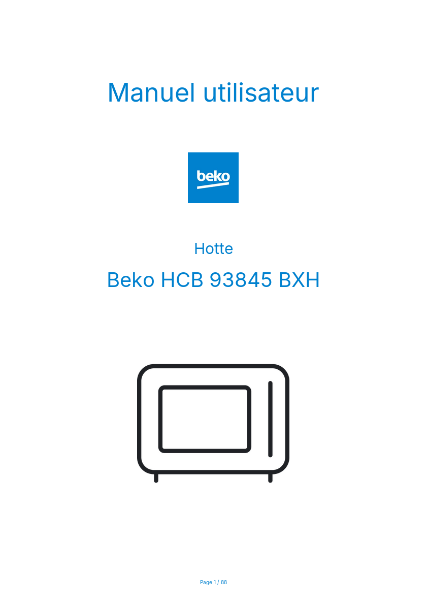 Page n°1 - Manuel utilisateur Beko HCB 93845 BXH