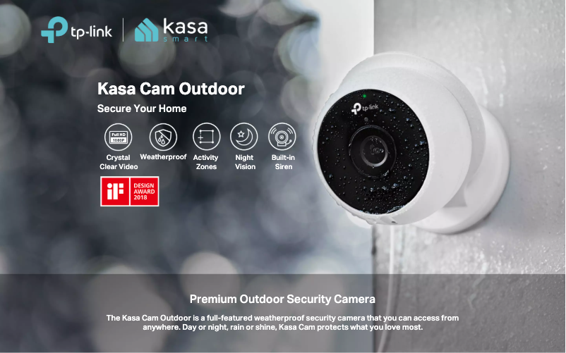 Page 1 de la notice Fiche technique TP-Link Kasa Cam Outdoor KC200