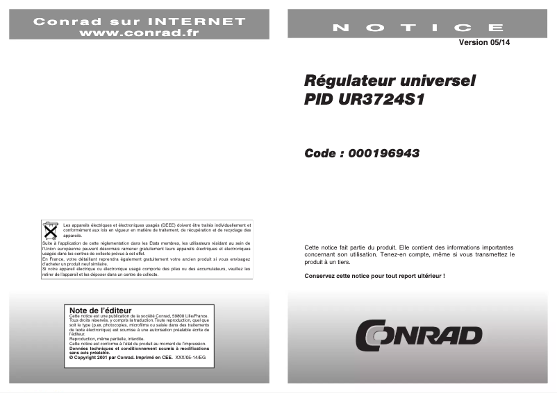 Page 1 de la notice Manuel utilisateur Wachendorff UR3274S1