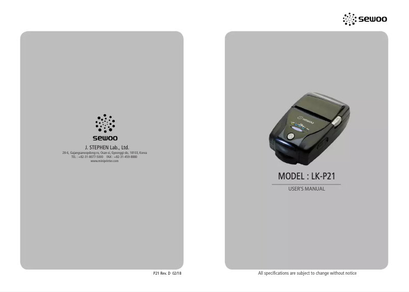 Page n°1 - Manuel utilisateur POS-X LK-P21