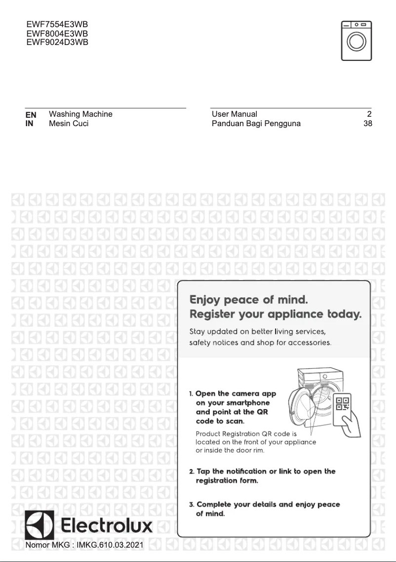 Page n°1 - Manuel utilisateur Electrolux EWF7554E3WB