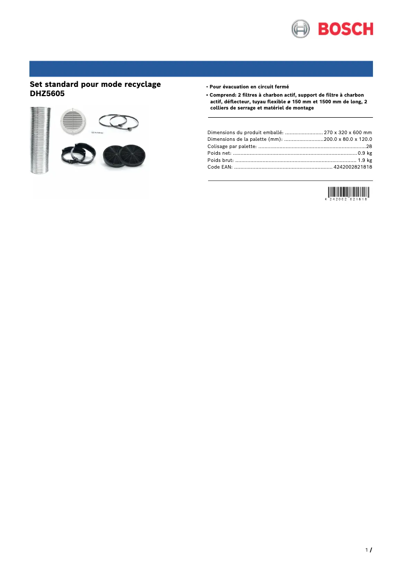 Page n°1 - Manuel utilisateur Bosch DHZ5605