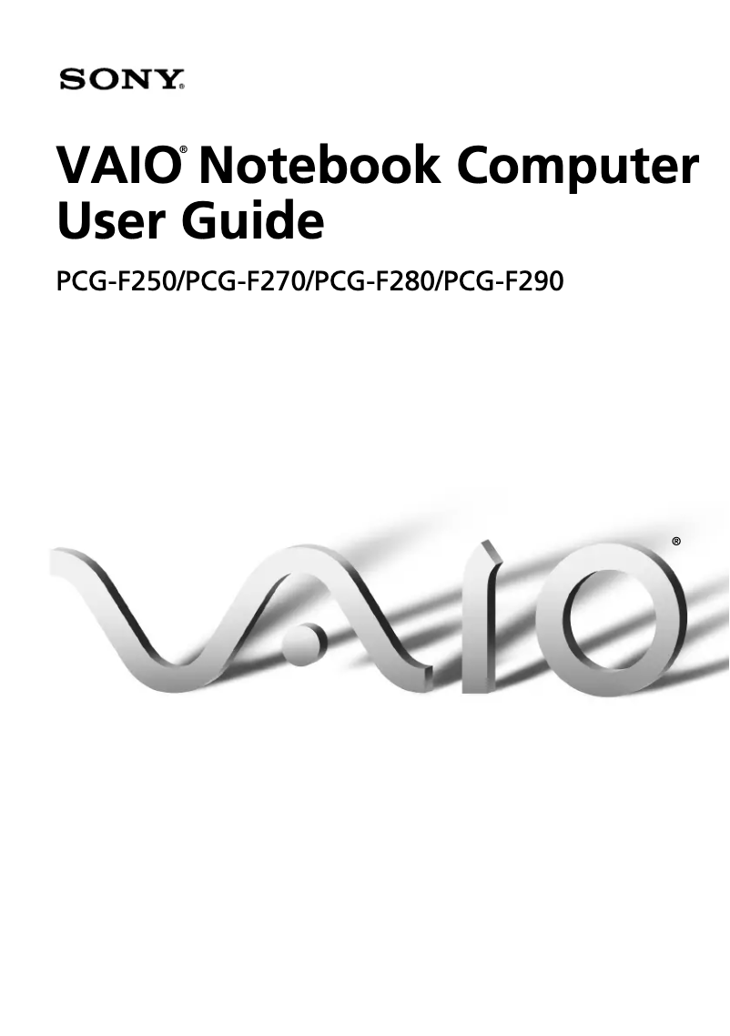 Image de la première page du manuel de l'appareil Vaio PCG-F290