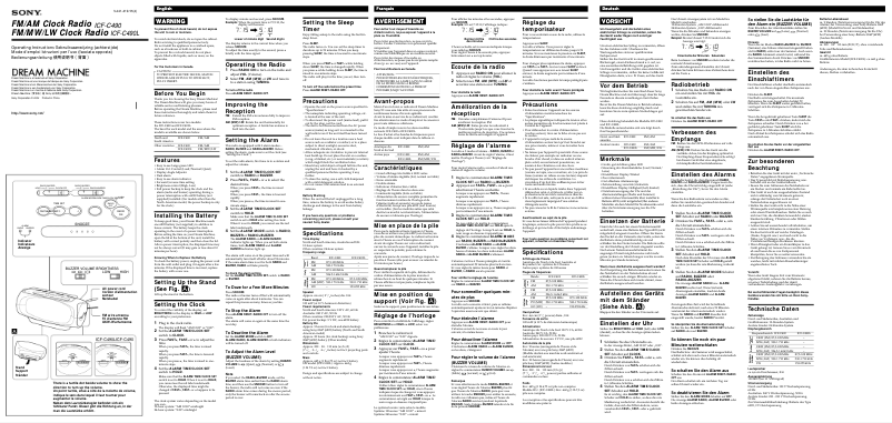 Page n°1 - Manuel utilisateur Sony ICF-C490