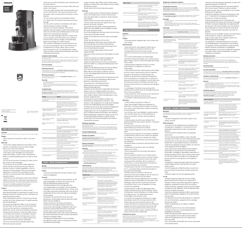 Page 1 of the manual User Manual Philips Senseo Select CSA240