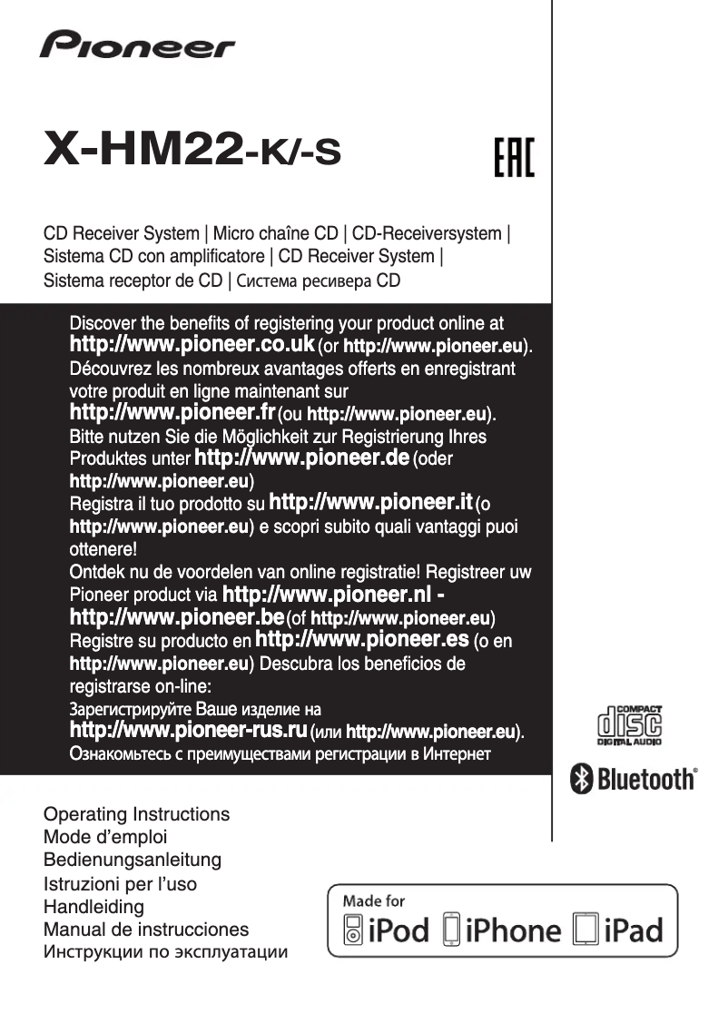 Page n°1 - Manuel utilisateur Pioneer X-HM22-K