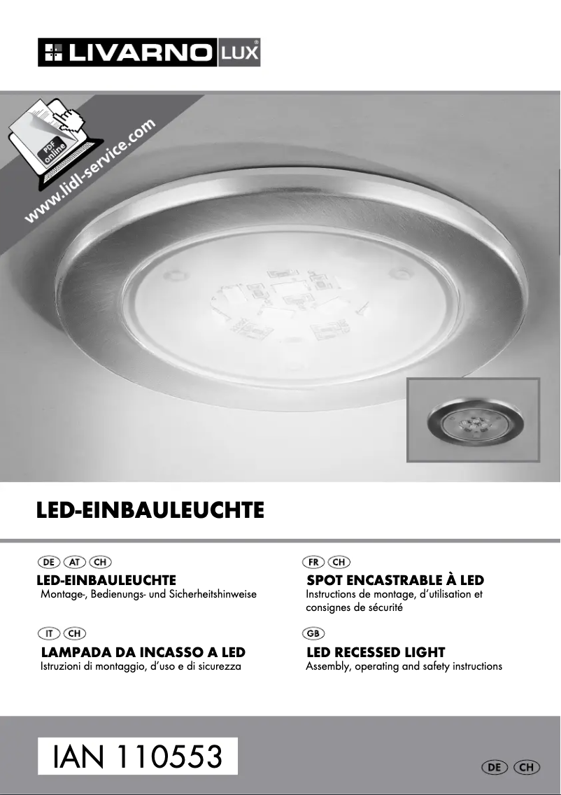 Page 1 de la notice Manuel utilisateur Livarno Lux 14101202L