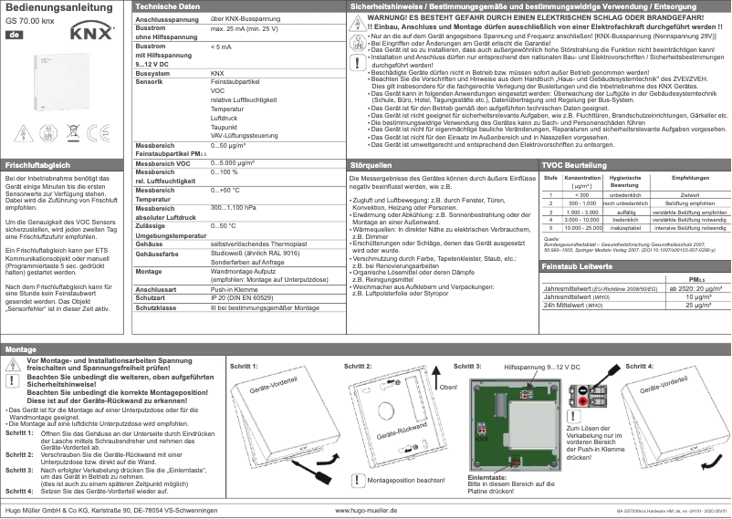 Page 1 of the manual User Manual Müller GS 70.00 knx