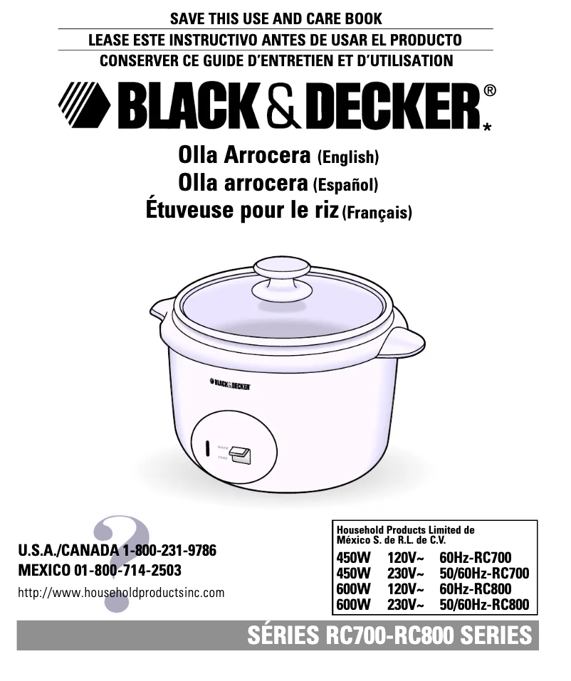 Page 1 de la notice Manuel utilisateur Black & Decker RC700