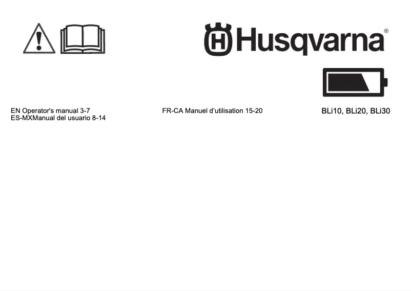 Page 1 de la notice Manuel utilisateur Husqvarna Batteria