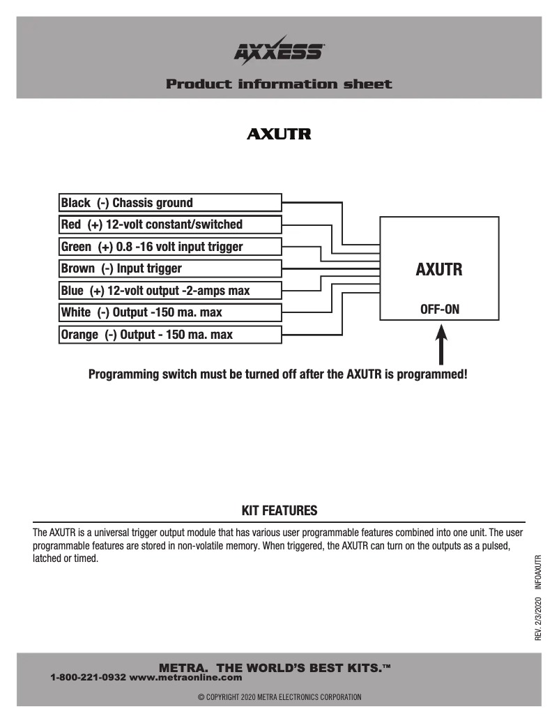 Página 1 del manual Ficha técnica AXESS AXUTR