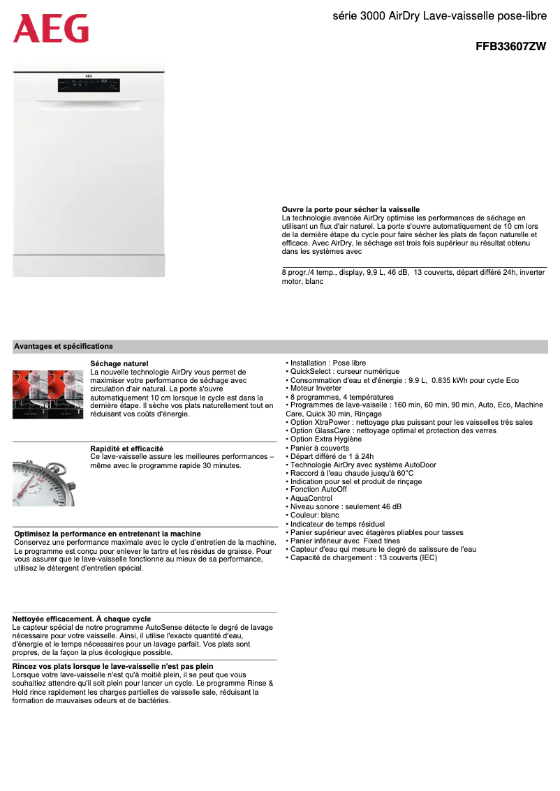Imagen de la primera página del manual del dispositivo FFB33607ZW