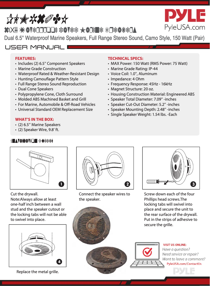 Page n°1 - Manuel utilisateur Pyle PLMR60DK