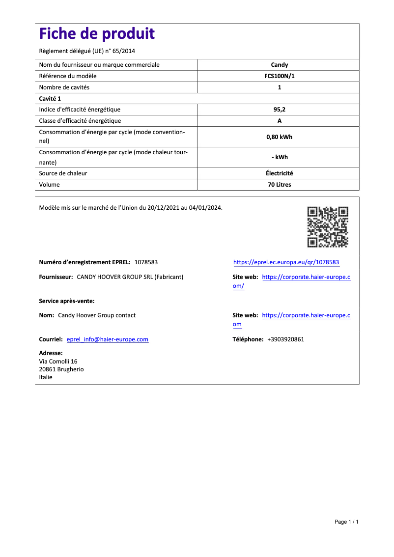 Image de la première page du manuel de l'appareil FCS100N