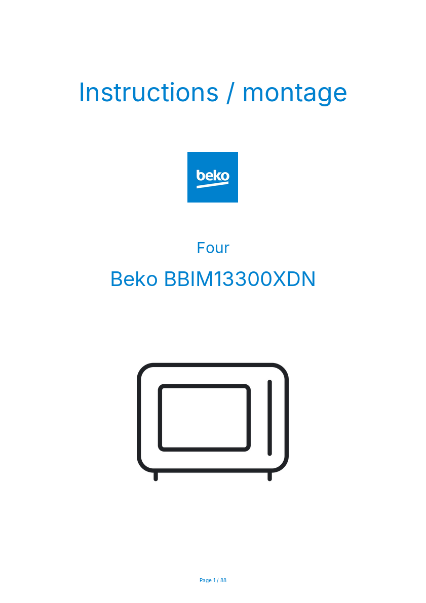 Image de la première page du manuel de l'appareil BBIM13300XDN
