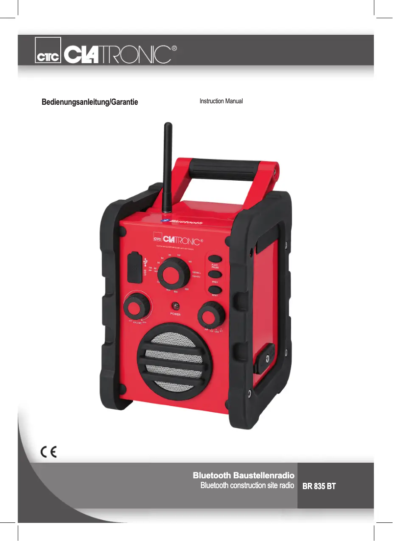 Imagen de la primera página del manual del dispositivo BR 835 BT