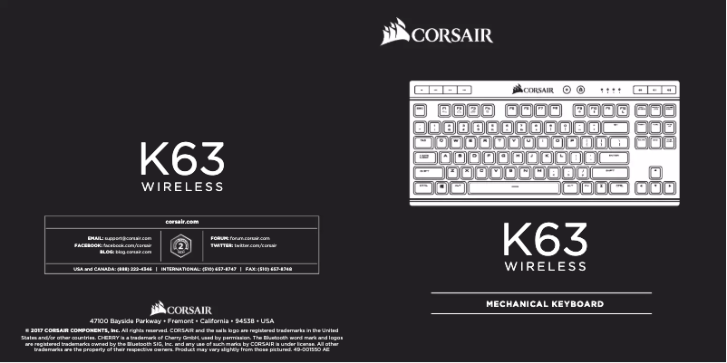 Page 1 de la notice Manuel utilisateur Corsair K63