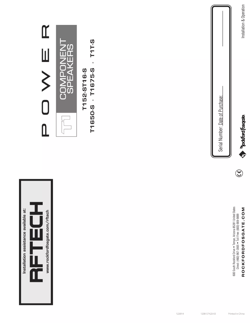 Page n°1 - Manuel utilisateur Rockford Fosgate Power T152-S