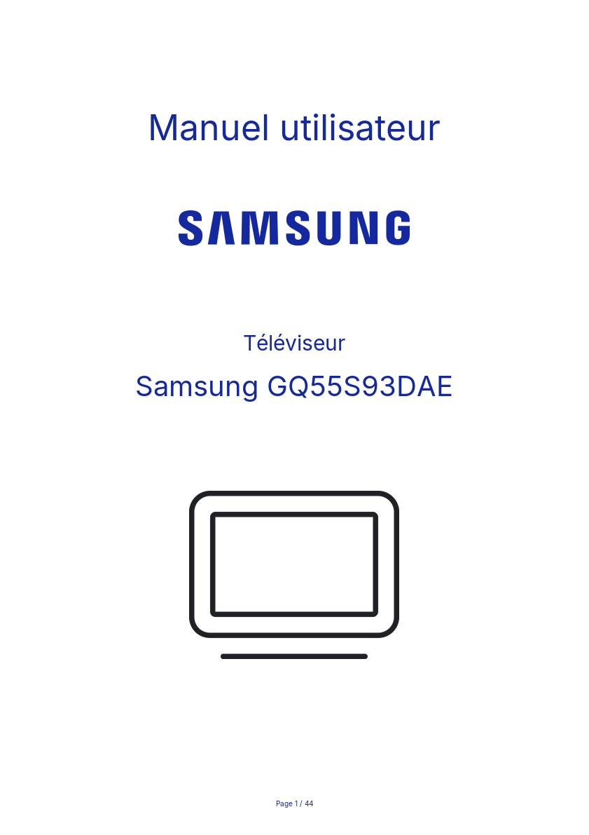 Page n°1 - Manuel utilisateur Samsung GQ55S93DAE