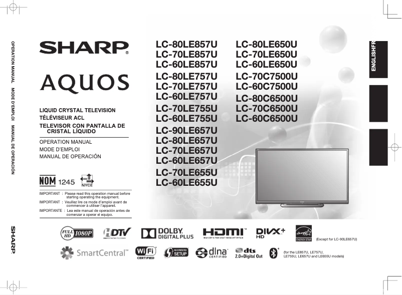 Página 1 del manual Manual de usuario Sharp Aquos LC-70C7500U