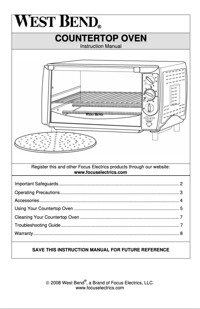 Página 1 del manual Manual de usuario WestBend 74766