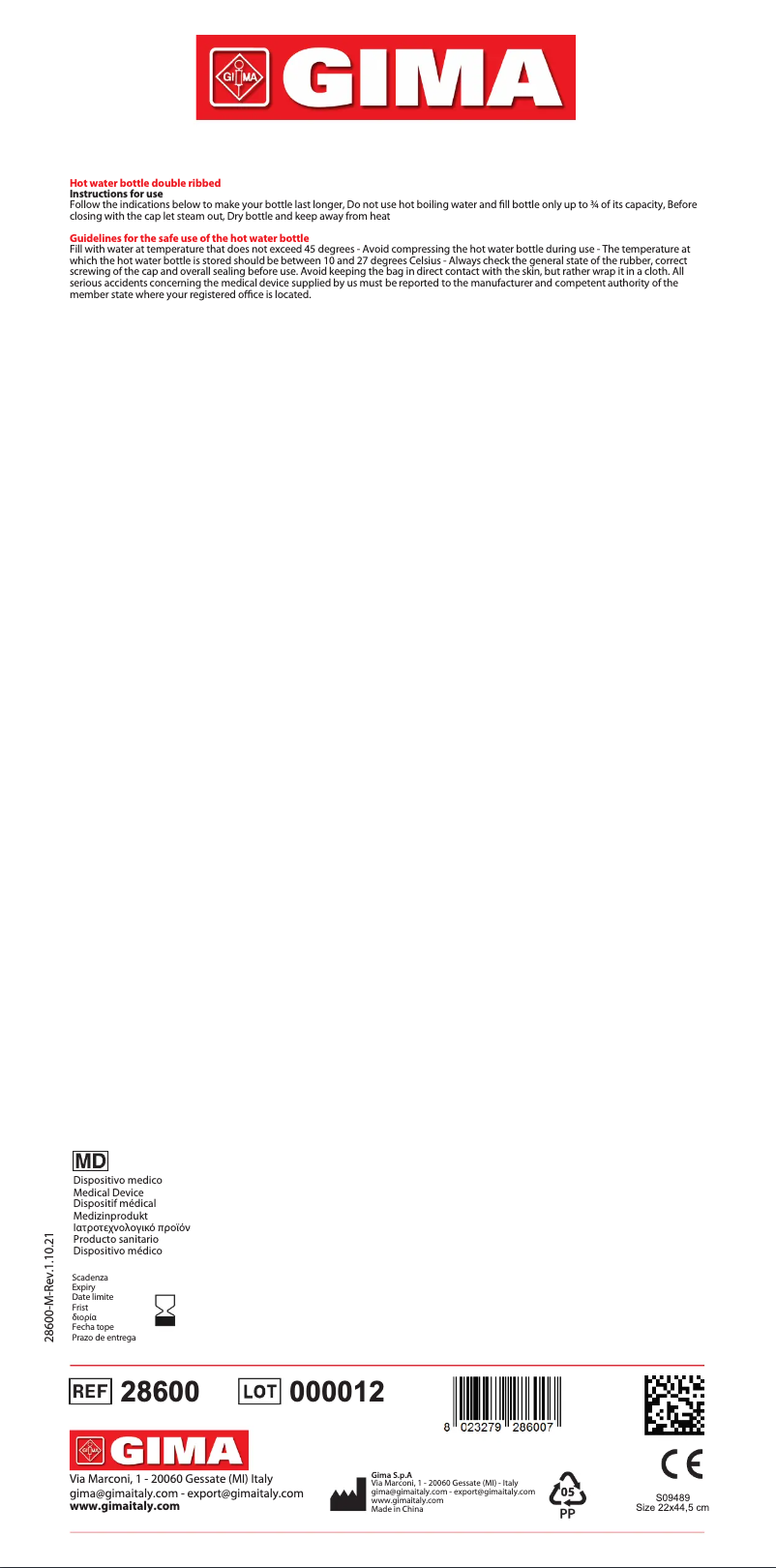 Page 1 de la notice Manuel utilisateur GIMA 28600