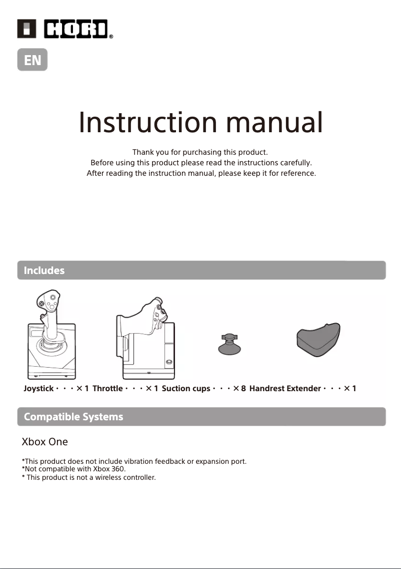 Page 1 de la notice Manuel utilisateur Hori Ace Combat 7 HOTAS