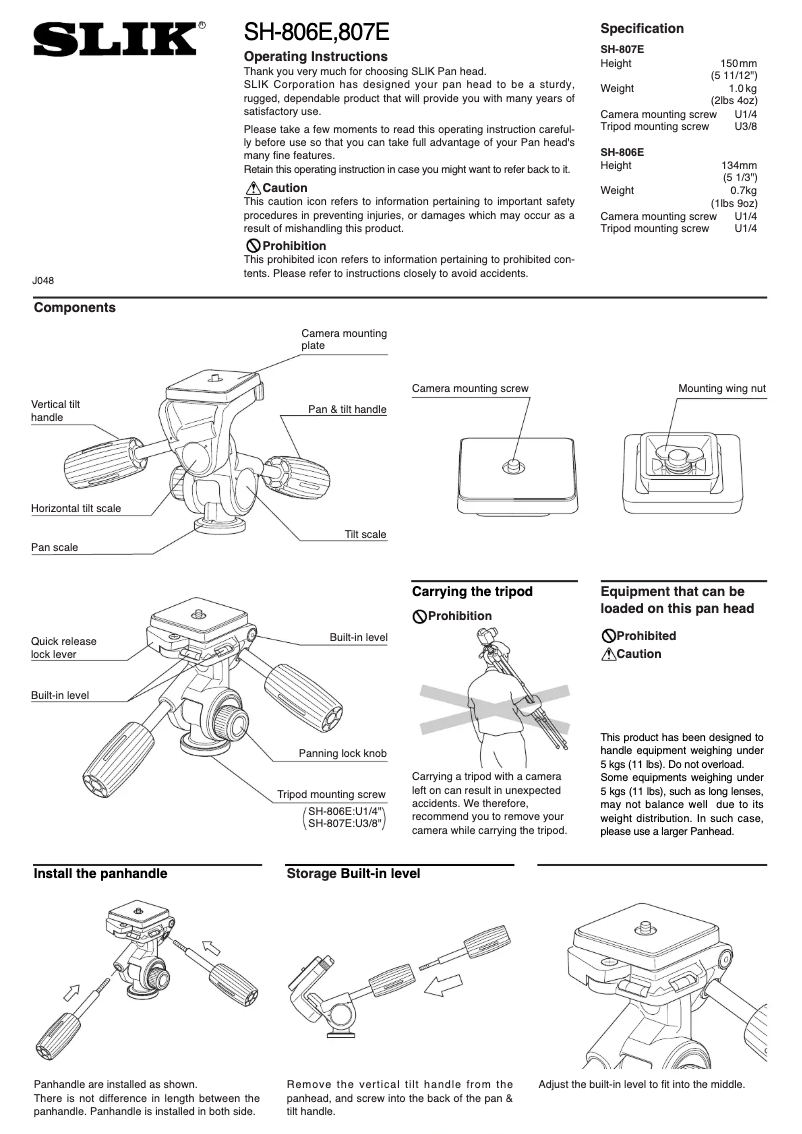 Imagen de la primera página del manual del dispositivo SH-806E