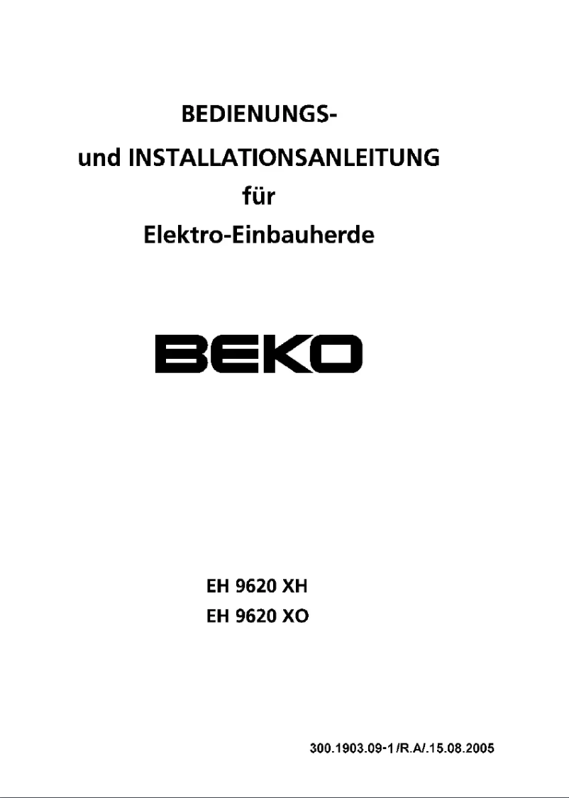 Page 1 de la notice Manuel utilisateur Beko EH 9620 XH XO